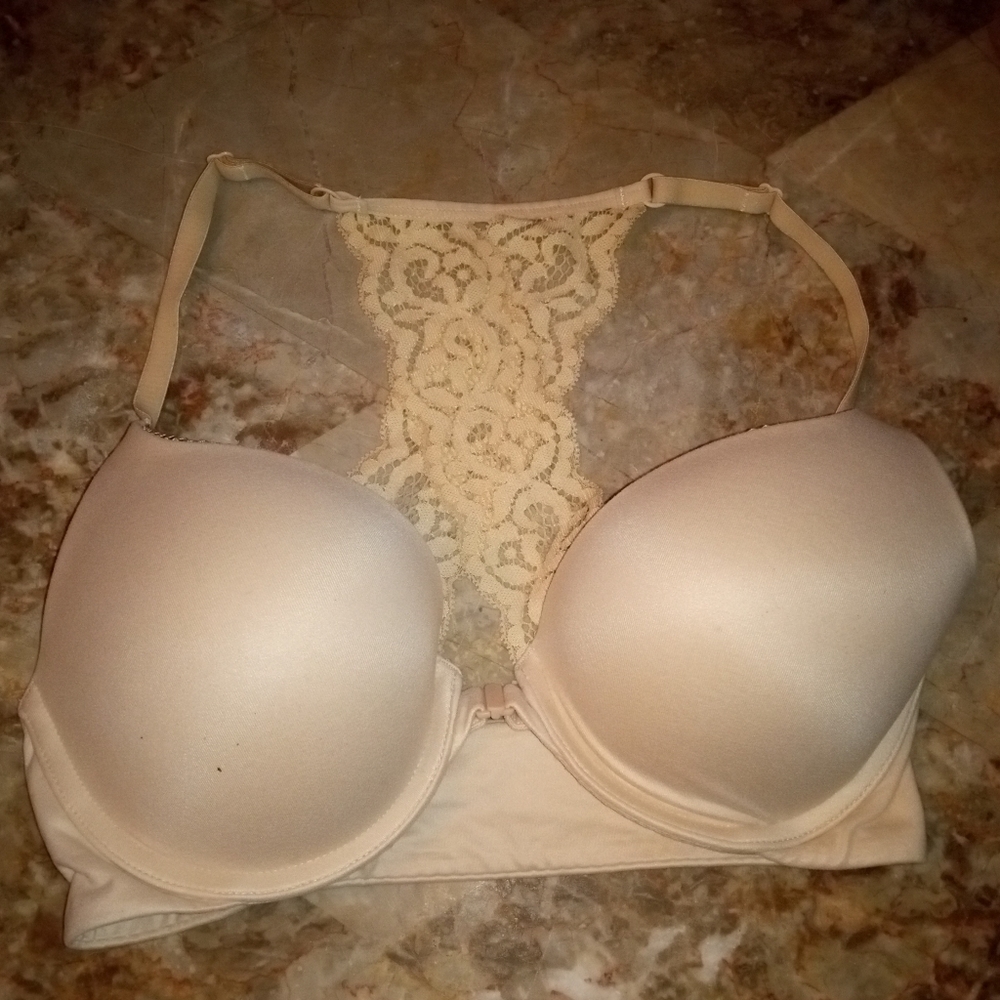 Body By Victoria's Secret Lace Racerback Beige Super Shape Bra Size 32D